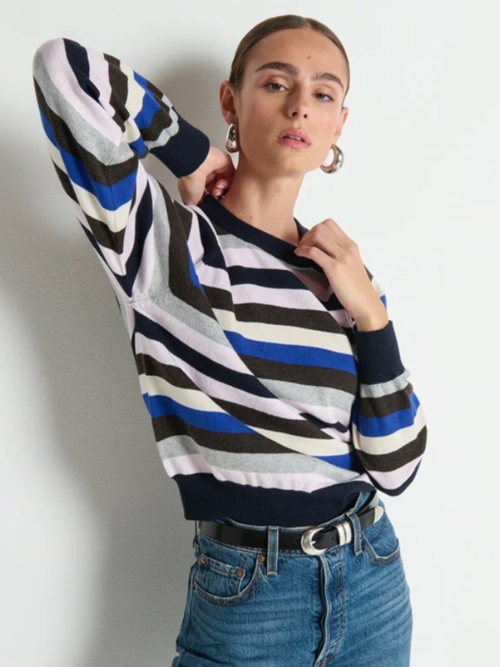 Nation LTD Yanni Stripe Sweater in Blush Vintage Stripe Sz M